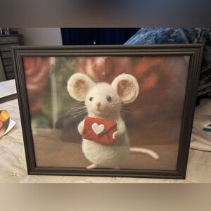 Charming Mouse Felt Art in Black Frame
